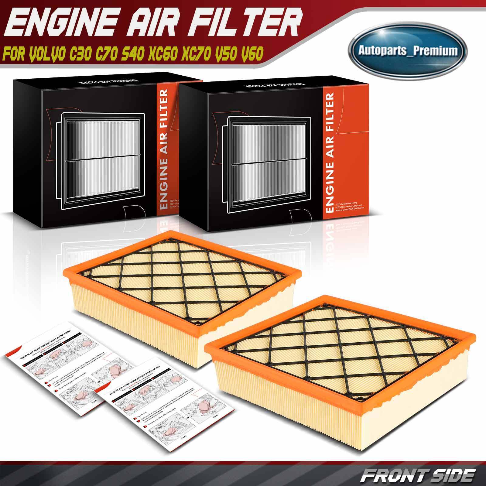 2x Engine Air Filter for Volvo C30 S40 XC60 XC70 V50 V60 Cross Country 2.4L 2.5L