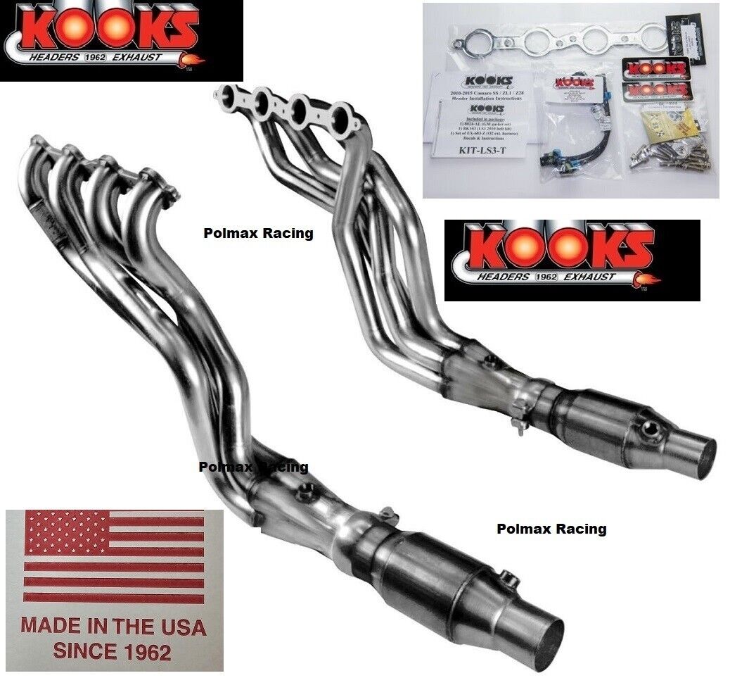Kooks 2'' x 3'' stainless steel long tube headers with green catted mid pipes