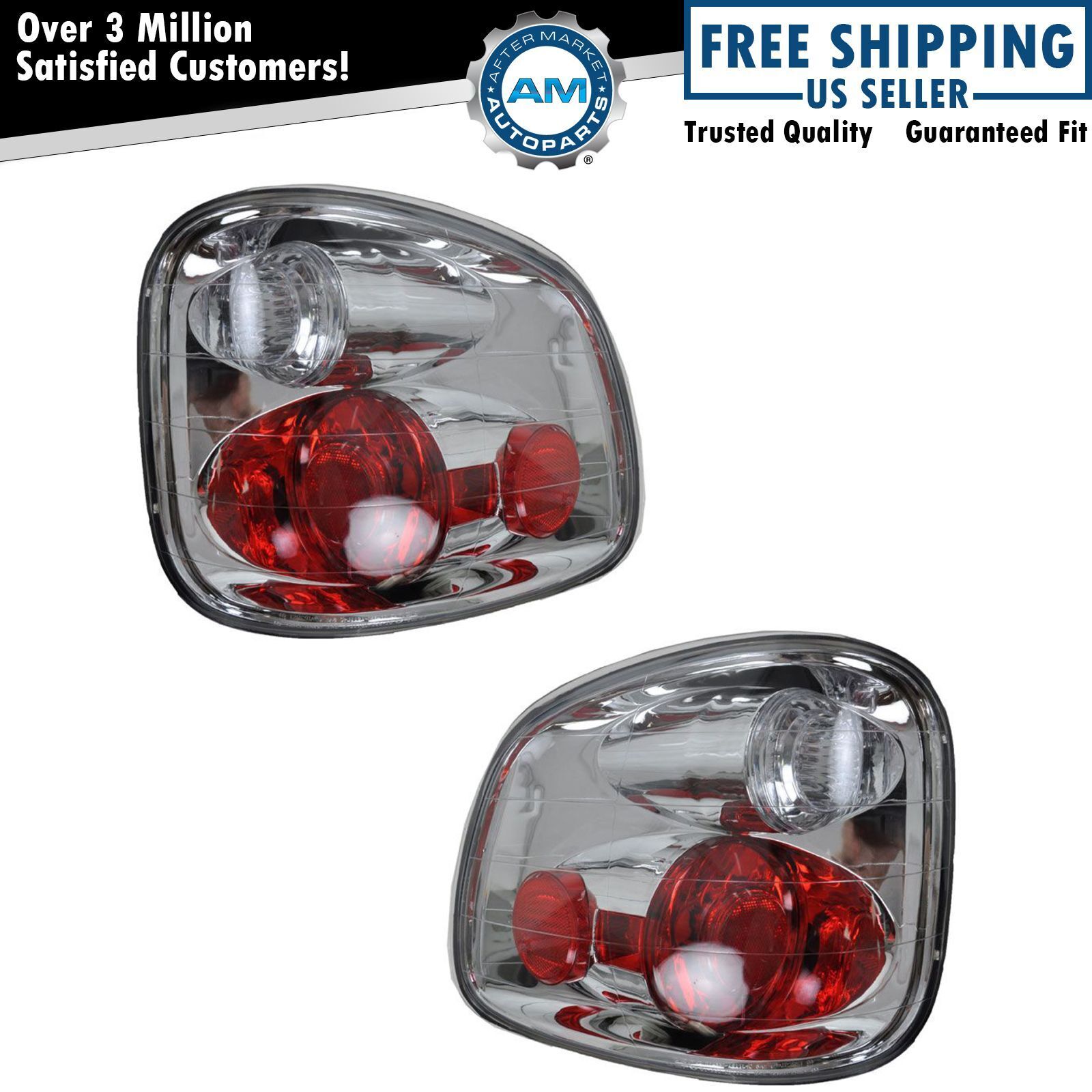 Taillights Taillamps Left & Right Pair Set for 01-04 F150 Lightning Pickup Truck