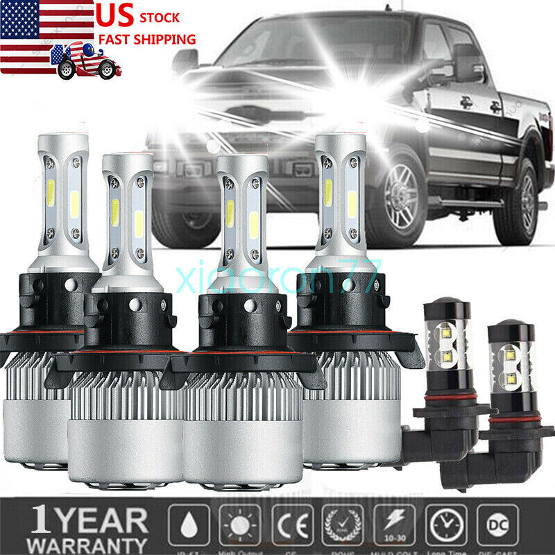 For Ford F250 F350 F450 2005-2019 6000K White LED Headlight Fog Light Bulbs 6PCS