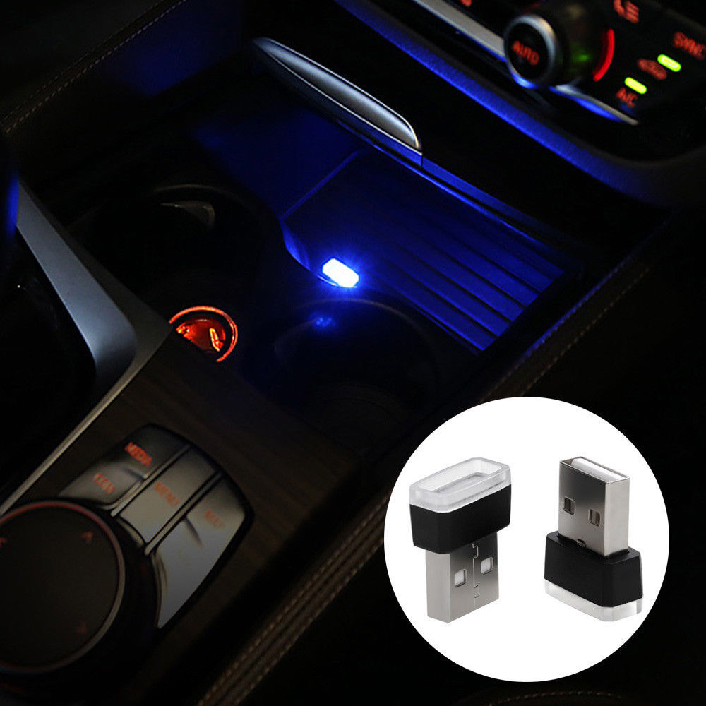 Mini USB Blue LED Car Interior Light Neon Atmosphere Ambient Lamp