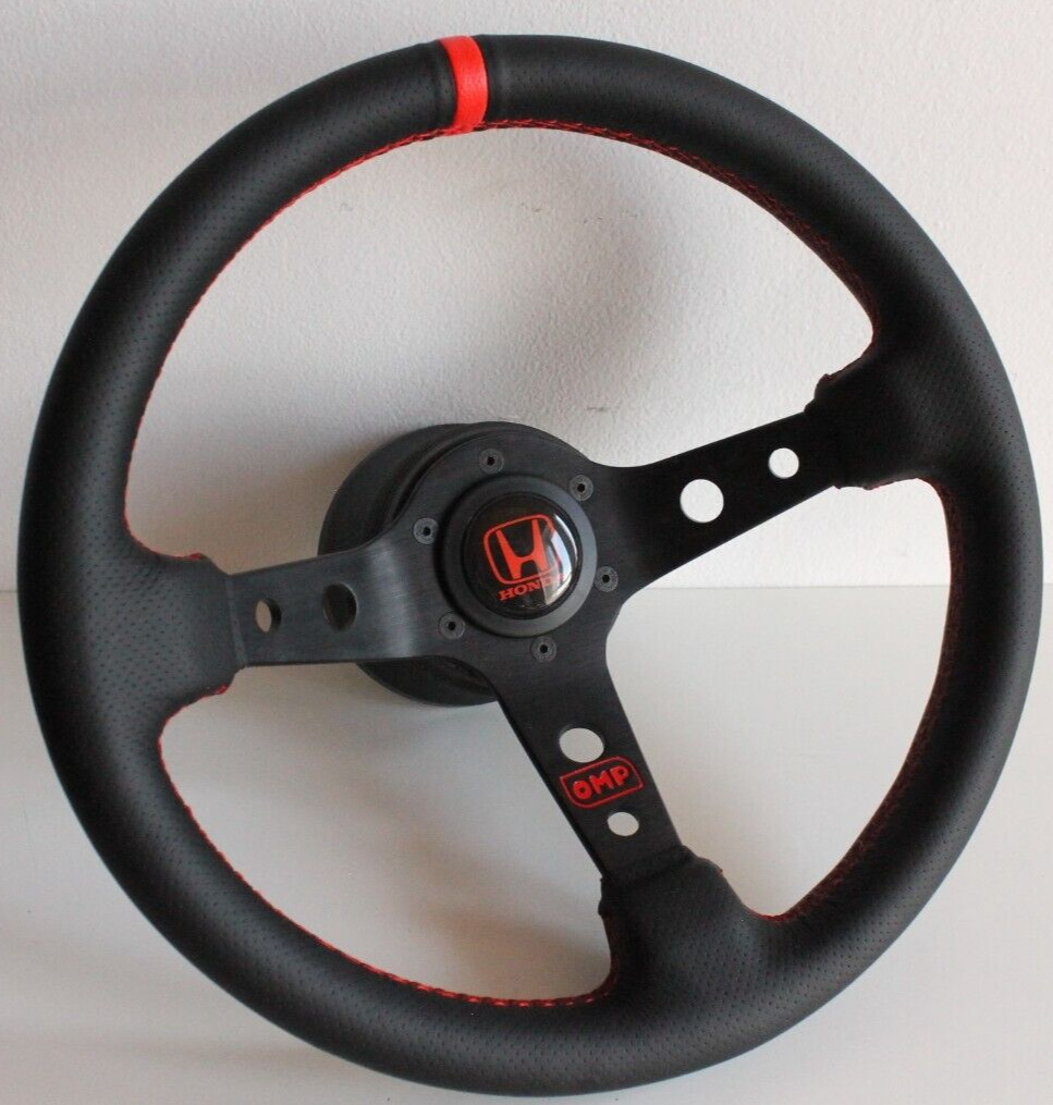 Steering Wheel Fits For HONDA Deep Dish Civic Integra Accord Prelude CRX Leather