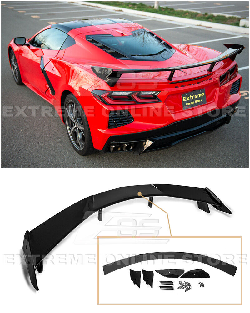 For 20-Up Corvette C8 | PAINTED CARBON FLASH Rear Trunk Lid High Wing Spoiler