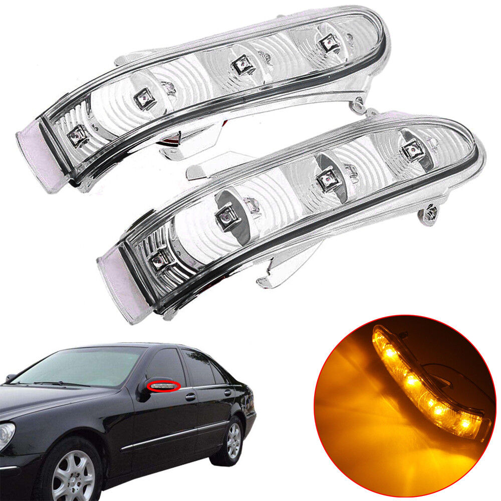 Pair Side Mirror LED Turn Signal Light For 99-2003 Benz S W220 CL W215 Amber US