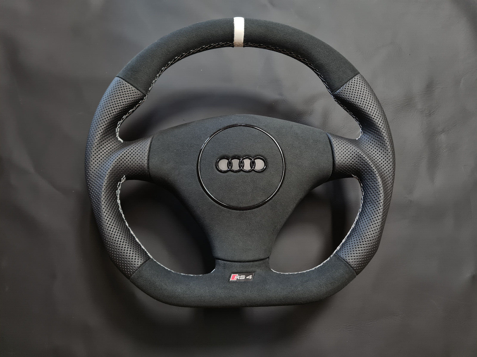Steering Wheel AUDI A4 B6 S4 RS4 S-Line TT MK1 Flat Bottom extra THICK set white