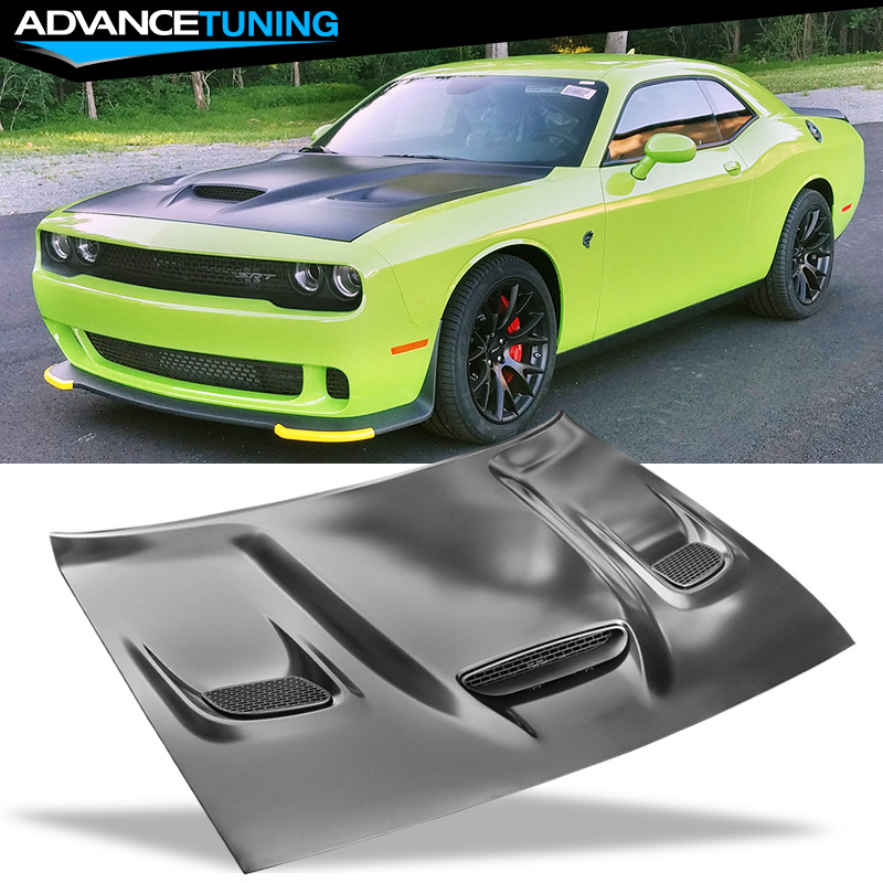 Fits 08-23 Dodge Challenger Hellcat Style Aluminum Hood Scoop w/ Air Intake Vent