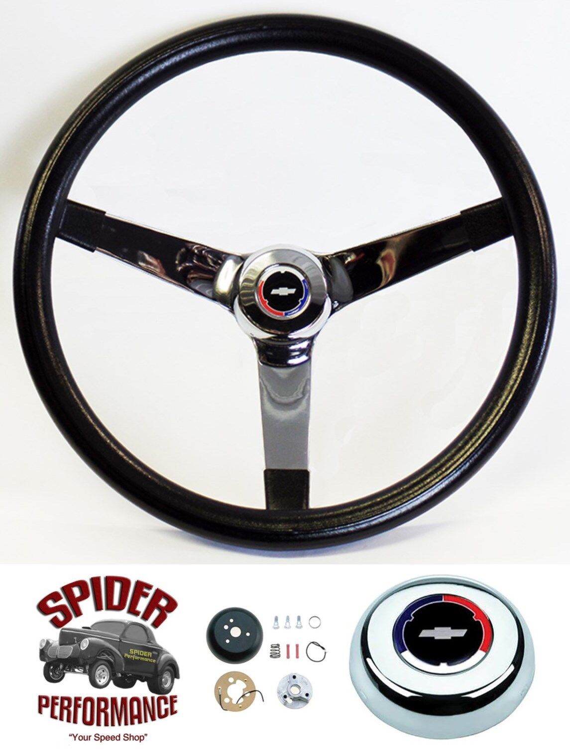 61-63 Biscayne Impala steering wheel Red White Blue Bow 14 3/4\