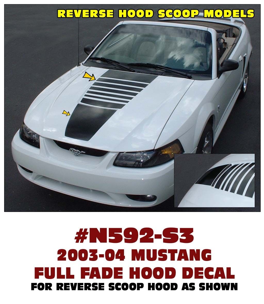 N592-S3 2003-04 FORD MUSTANG - FADE HOOD DECAL KIT - S3 HOOD STYLE