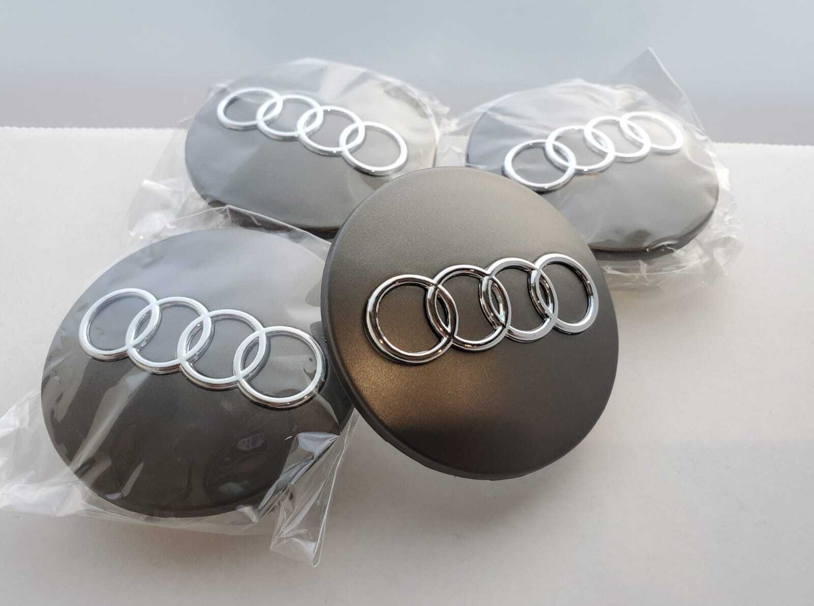 Set(4pcs) Audi 68mm Gray Chrome Wheel Rim Center Hub Caps Replacement 4B0601170A