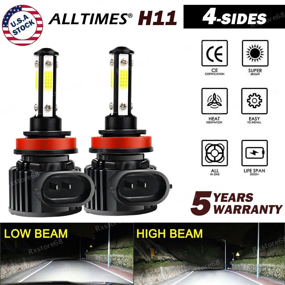 4-Side H11 H9 LED Headlight Super Bright Bulbs Kit 330000LM HIGH/LOW Beam 6000K