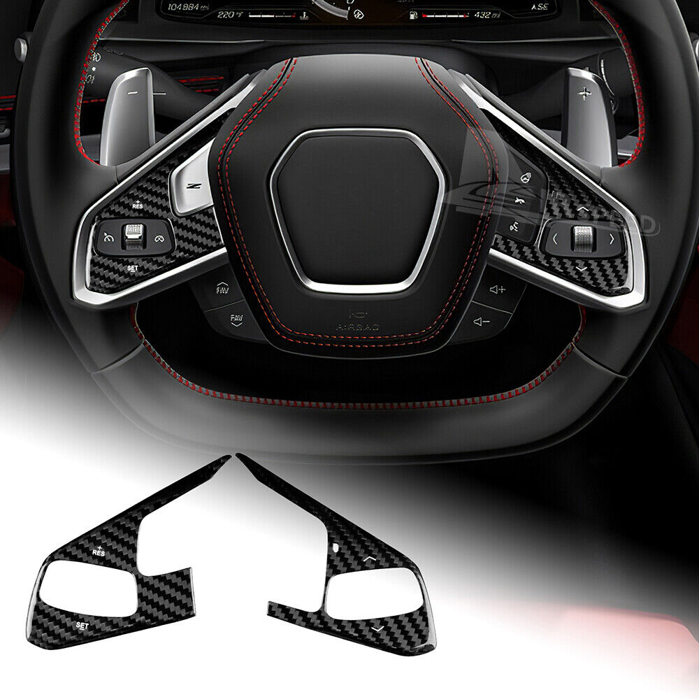 REAL HARD Carbon Fiber Volume Adjustment 3 Button Frame For Corvette C8 20-2023