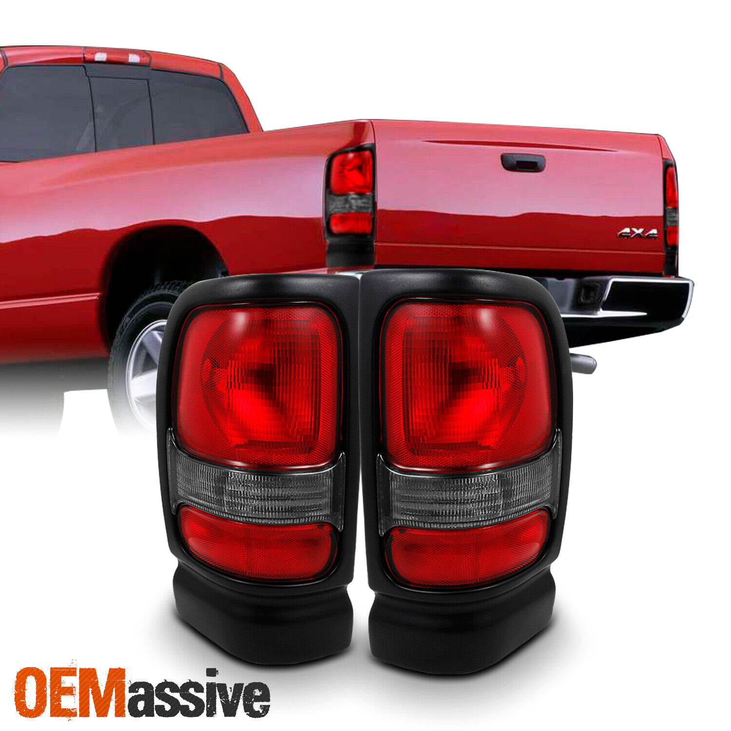 Fit 1994-2002 Dodge Ram 1500 2500 3500 Truck Red Clear Tail Lights Replacement