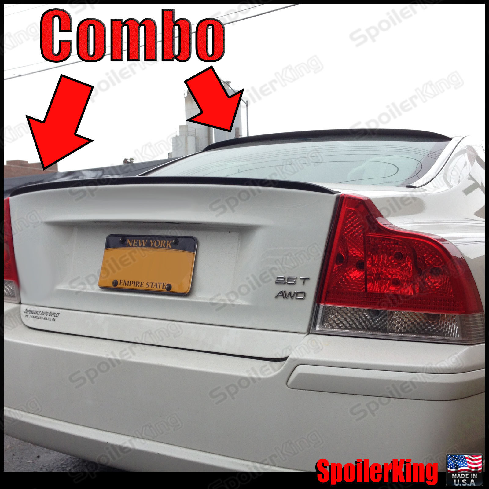 COMBO Spoiler Rear Roof Wing & Trunk Lip (Fit Volvo S60/S60R 2001-09) 284R/244L 