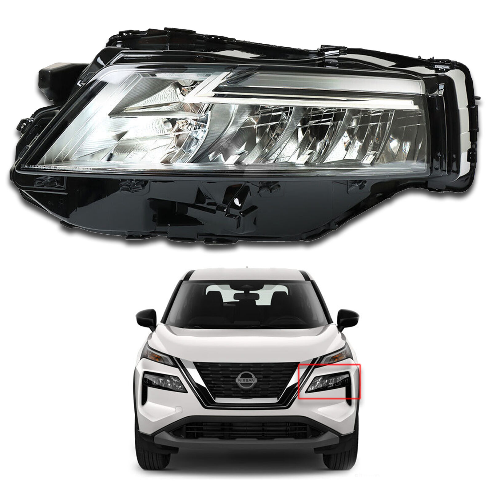 For 2021 2023 Nissan Rogue SL SV Headlight Factory Assembly Chrome Left Driver