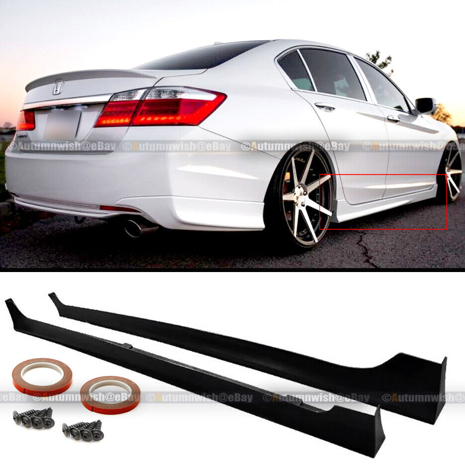 For 13-17 Honda Accord 4Dr JDM MD Style Unpainted Side Skirts Splitter Extension
