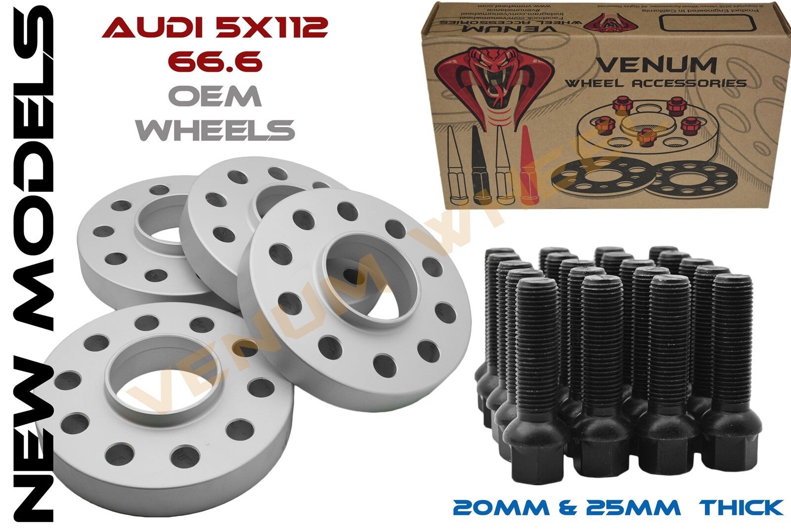 4PC NEW AUDI 5X112 20MM & 25MM SPACER STAGGERED KIT EXTENDED BOLTS INCLUDED 