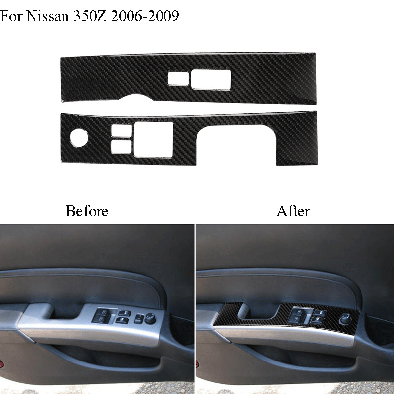 Carbon Fiber Interior Window Switch Panel Trim Cover For Nissan 350Z 2006-2009