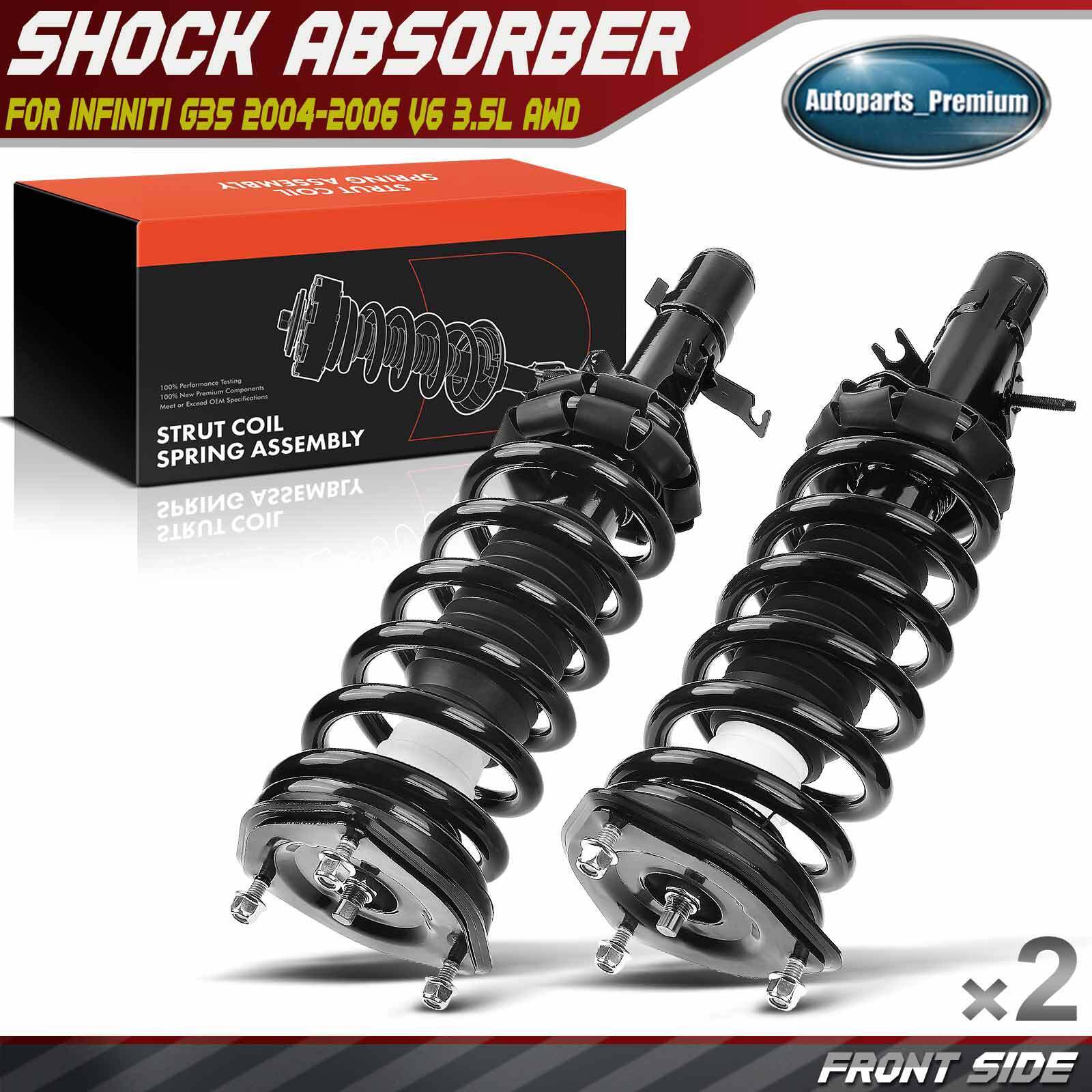 2x Front Complete Strut & Coil Spring Assembly for Infiniti G35 2004-2006 AWD
