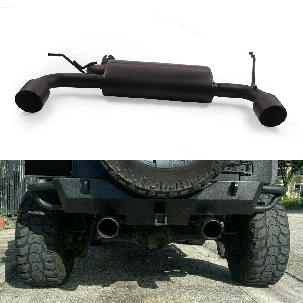 For 07-17 Jeep Wrangler JK 2/4DR Matte Black Dual CatBack Exhaust Muffler System