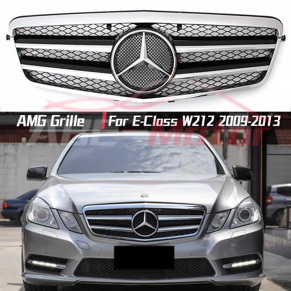 Chrome Black AMG Grille W/Emblem For Benz E-Class W212 2009-2013 E300 E400 E550