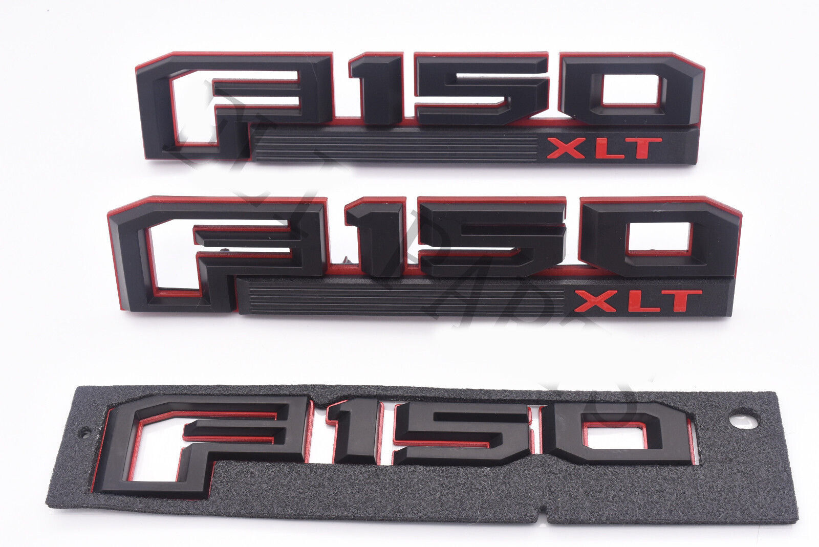 3pack OEM F150 XLT Emblems Fender Badges 3D for F-150 XLT Genuine Black Red