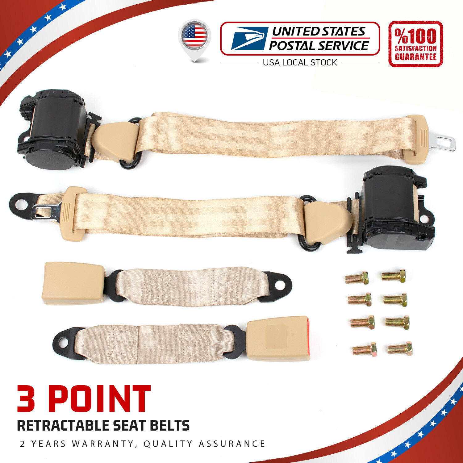 2 Universal 3 Point Retractable Safety Seat Belts For Suzuki Forenza 2004-2008
