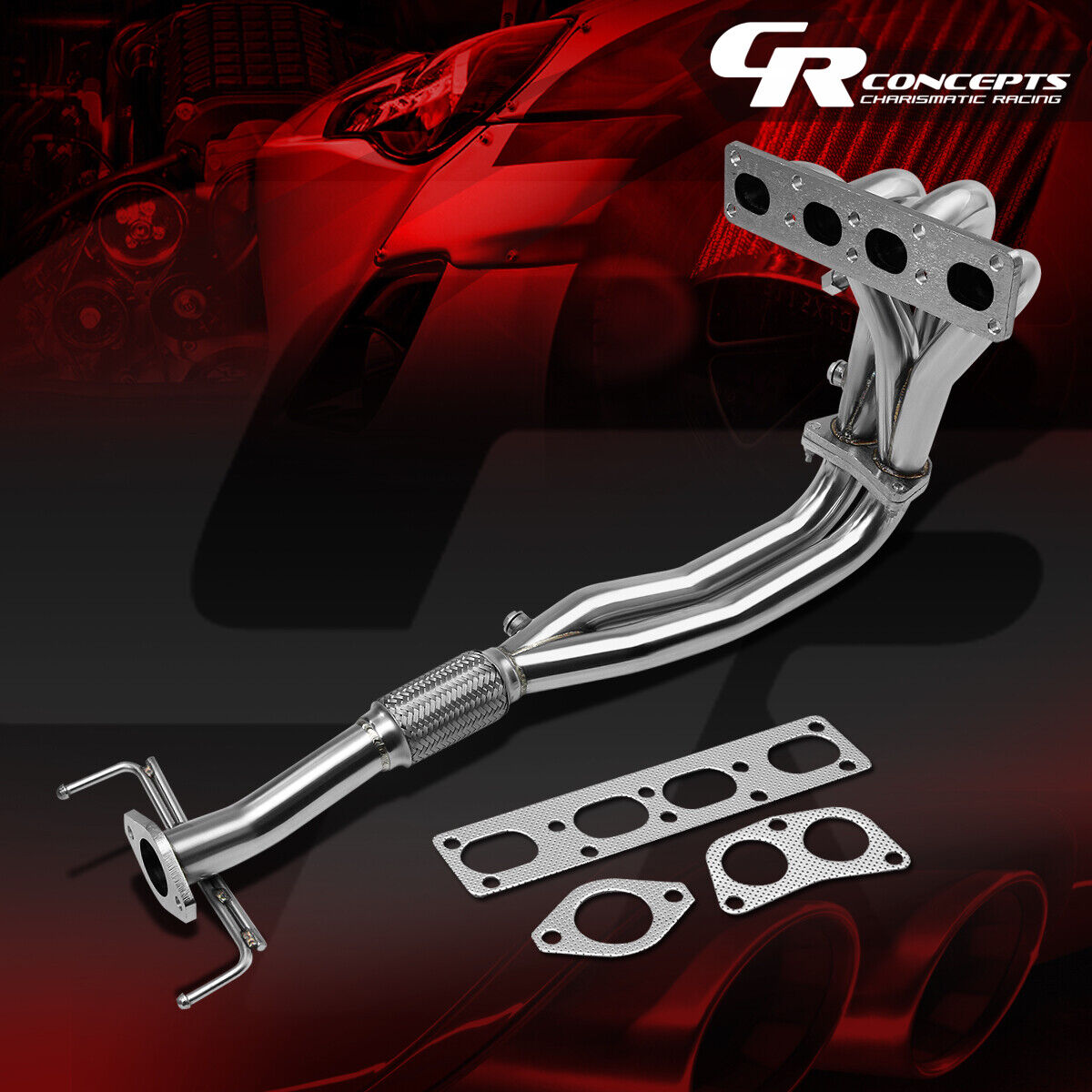 FOR 93-97 FORD PROBE MAZDA MX6 2.0L STAINLESS FLEX EXHAUST PIPE MANIFOLD HEADER