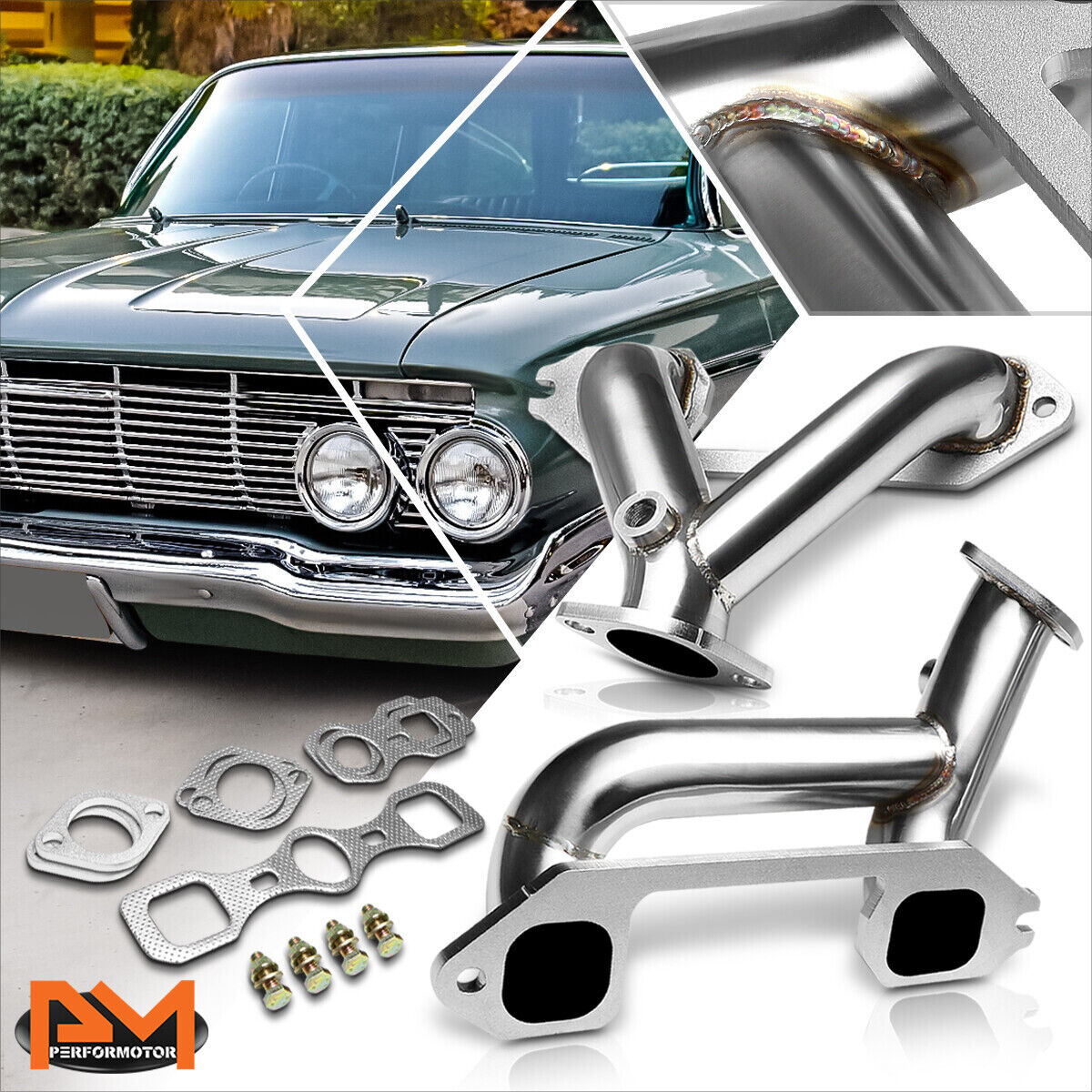 For 37-62 Chevy 216/235/261 3.5/3.9/4.3 L6 Stainless Steel 2-1 Exhaust Header