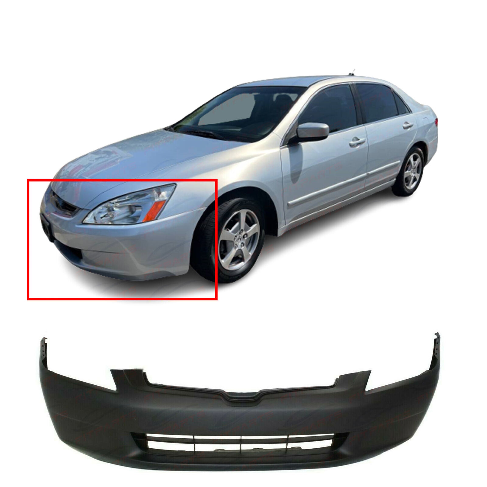 Primed Front Bumper Cover for 2003-2005 Honda Accord DX EX LX Hybrid