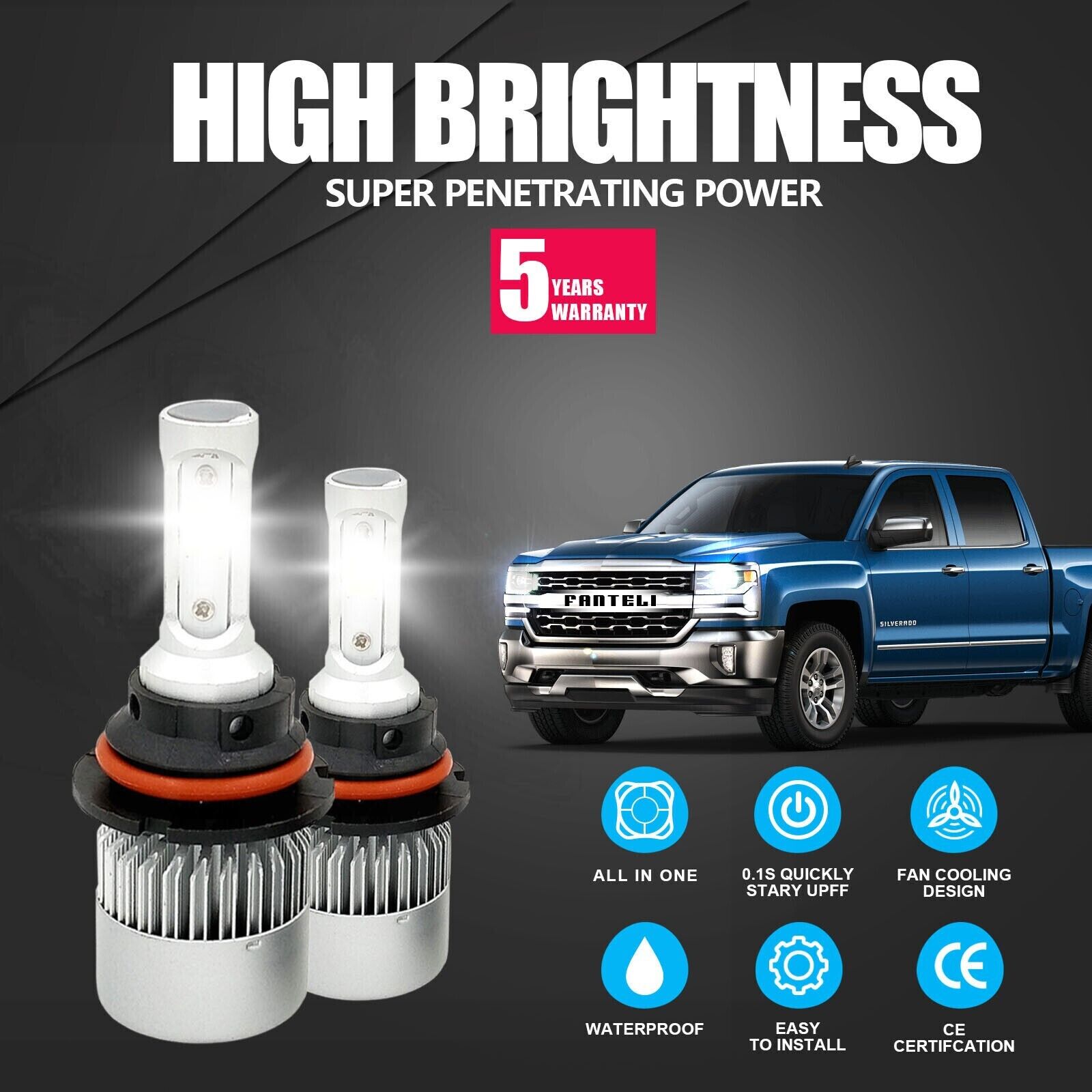 9007 LED Headlight Bulbs Kit for Dodge Ram 1500 2500 3500 03-05 Hi-Lo Beam 2310W