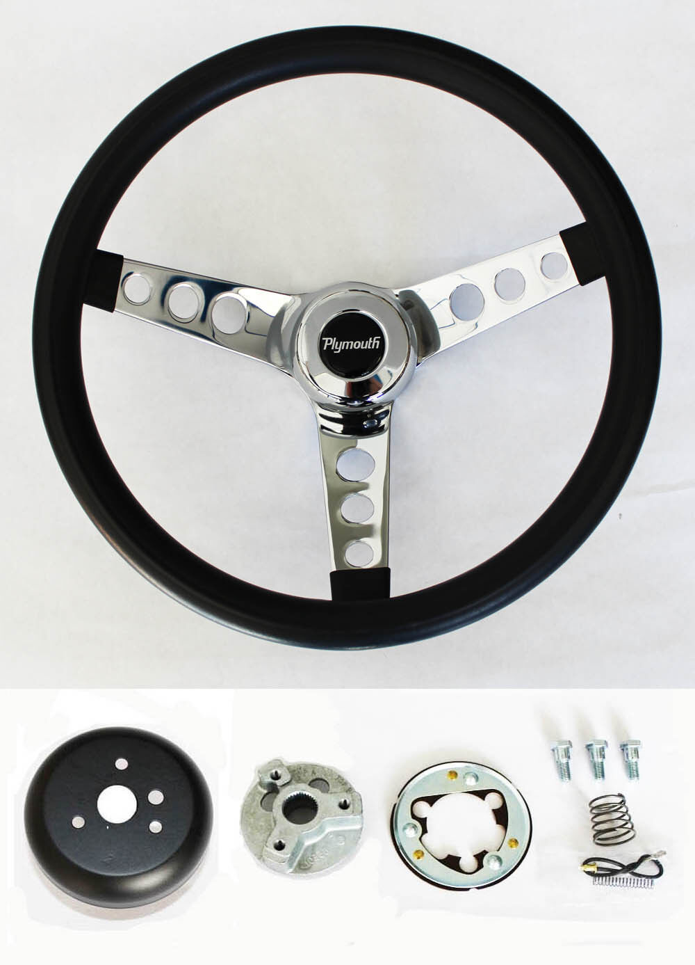 1967 Road Runner Barracuda Fury GTX Grant Black & Chrome Steering Wheel 13 1/2
