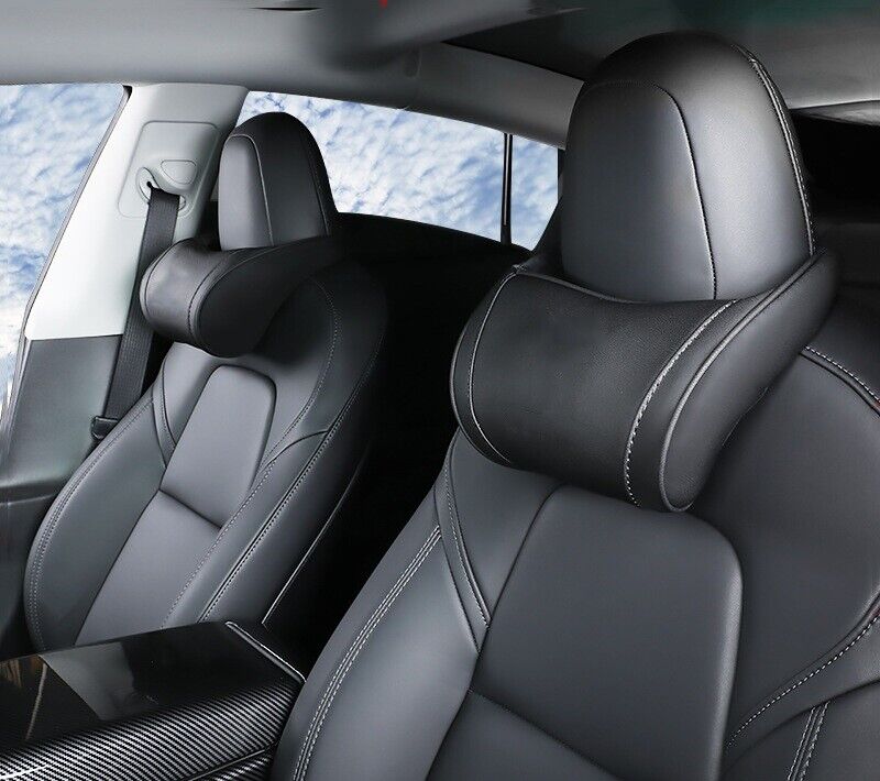 Model 3 S X Y Car Seat Leather Pillow Cushion Neck Head Rest Headrest For Tesla