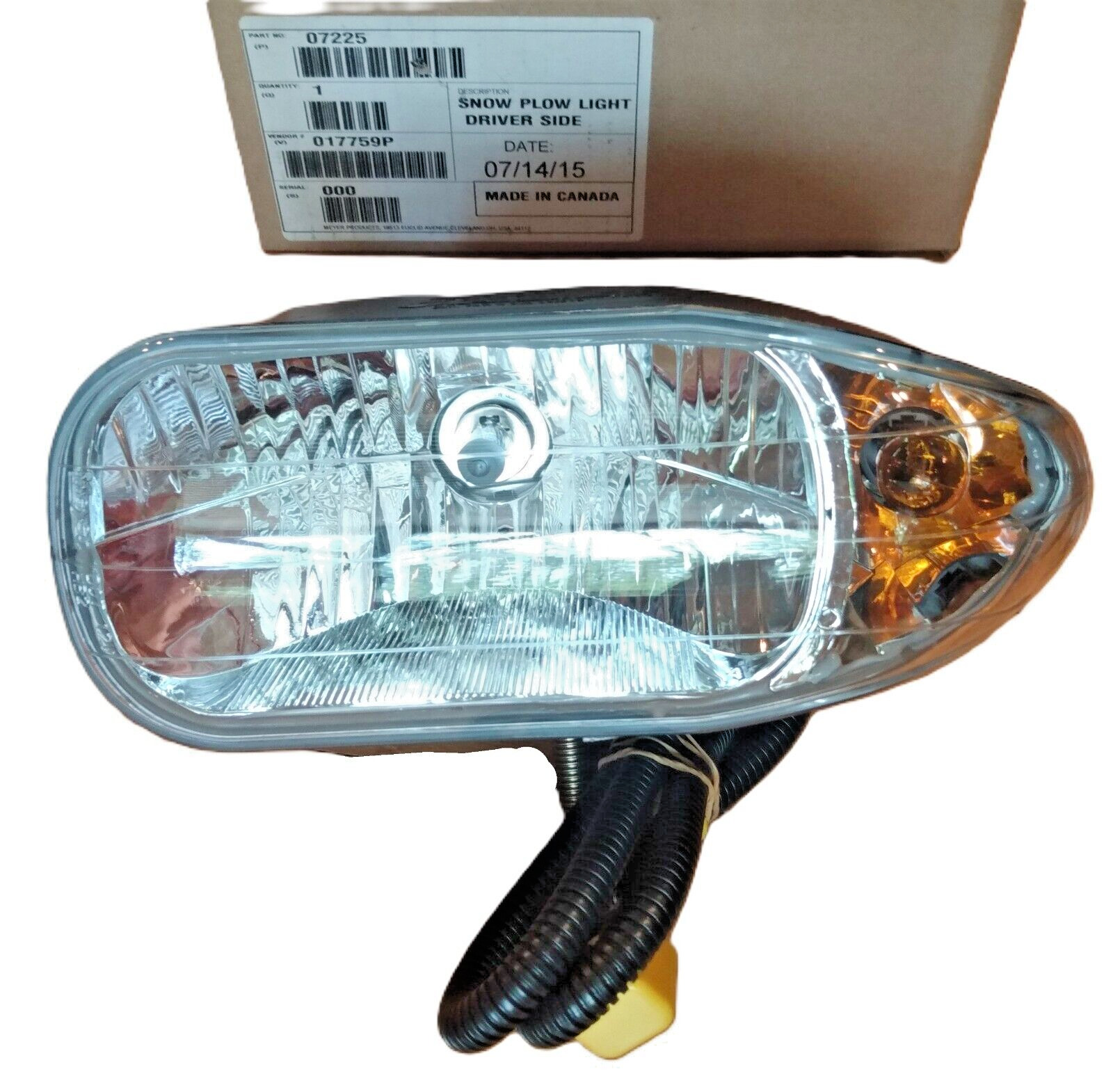 Meyer Nite Saber 07225 Headlight Left Snow Plow Light Driver Side with Wire/Bolt