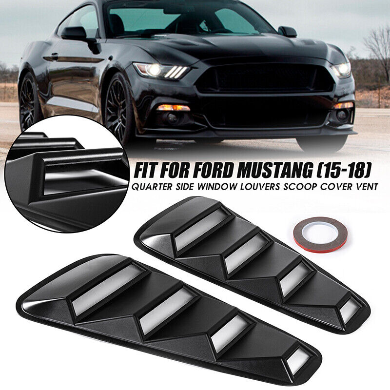 For Ford Mustang 1/4 Quarter Black Window Louvers Scoop Cover Vent 2005-2014