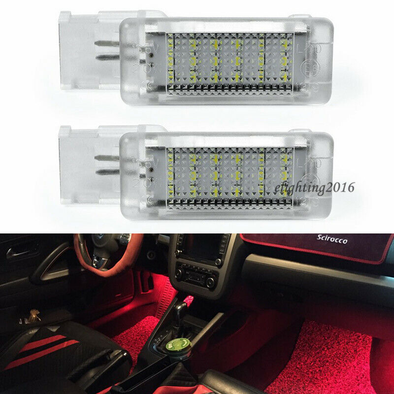 2Pcs Red LED Footwell Light for VW Golf5/6 Scirocco Passat CC Polo 6R Seat ibiza