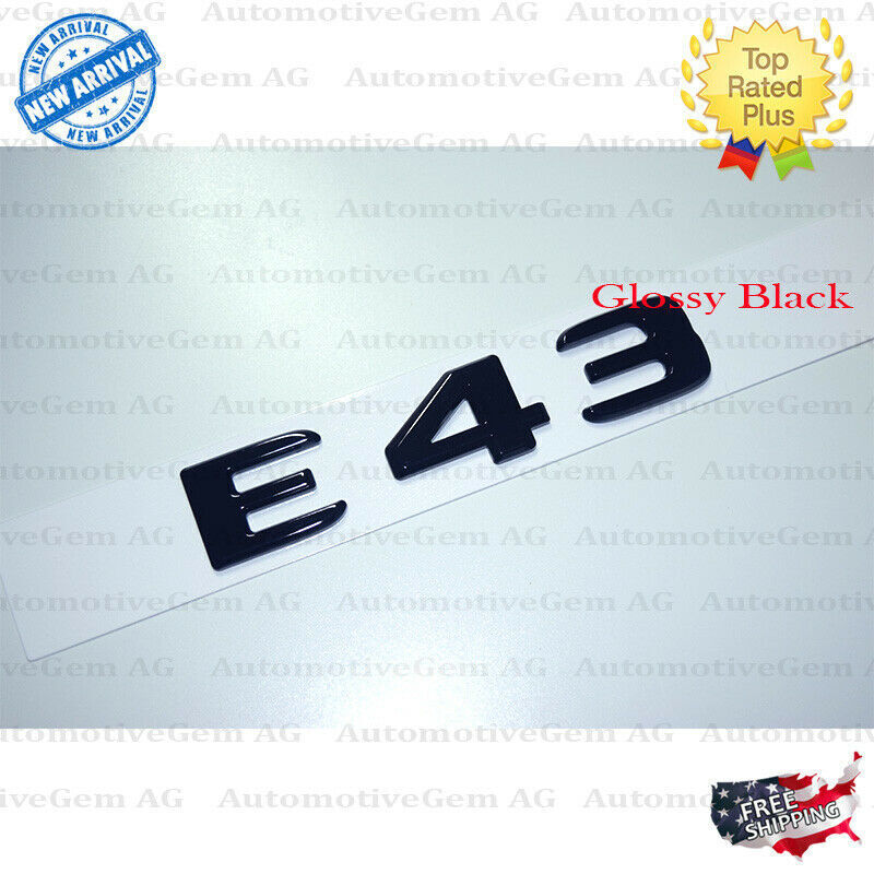 E43 AMG Emblem Glossy Black Rear Trunk Letter Logo Badge Sticker OEM Mercedes 