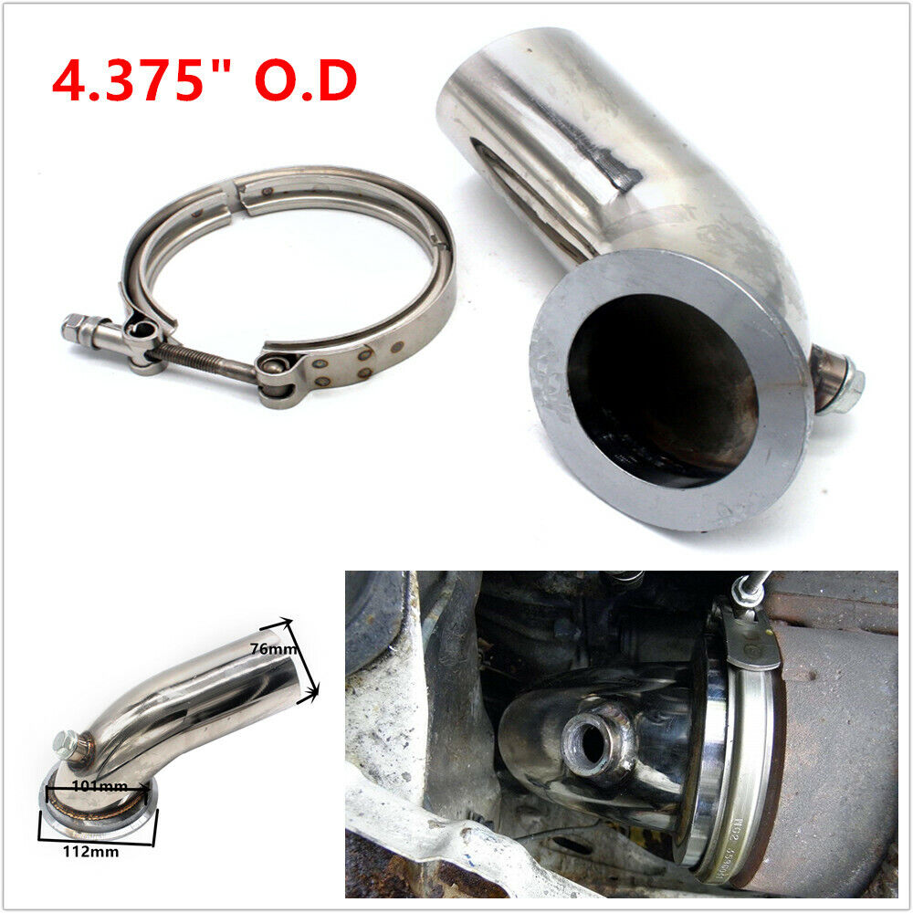 3'' Stainless Downpipe Elbow 90° Holset Turbo HY HX w/ V-band Flange Clamp Kit
