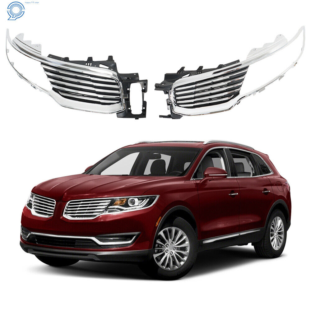 Fit For 2016 2017 2018 Lincoln MKX Left And Right Front Upper Grille Chrome