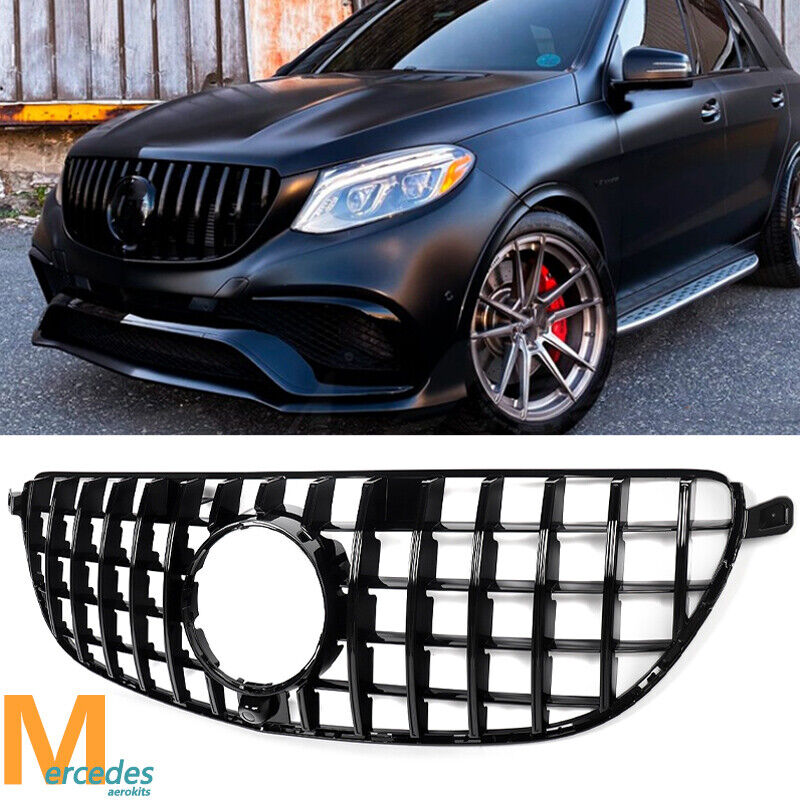 For 2016-2019 Benz W166 GLE63 AMG All Black GTR Style Front Bumper Grille Grill