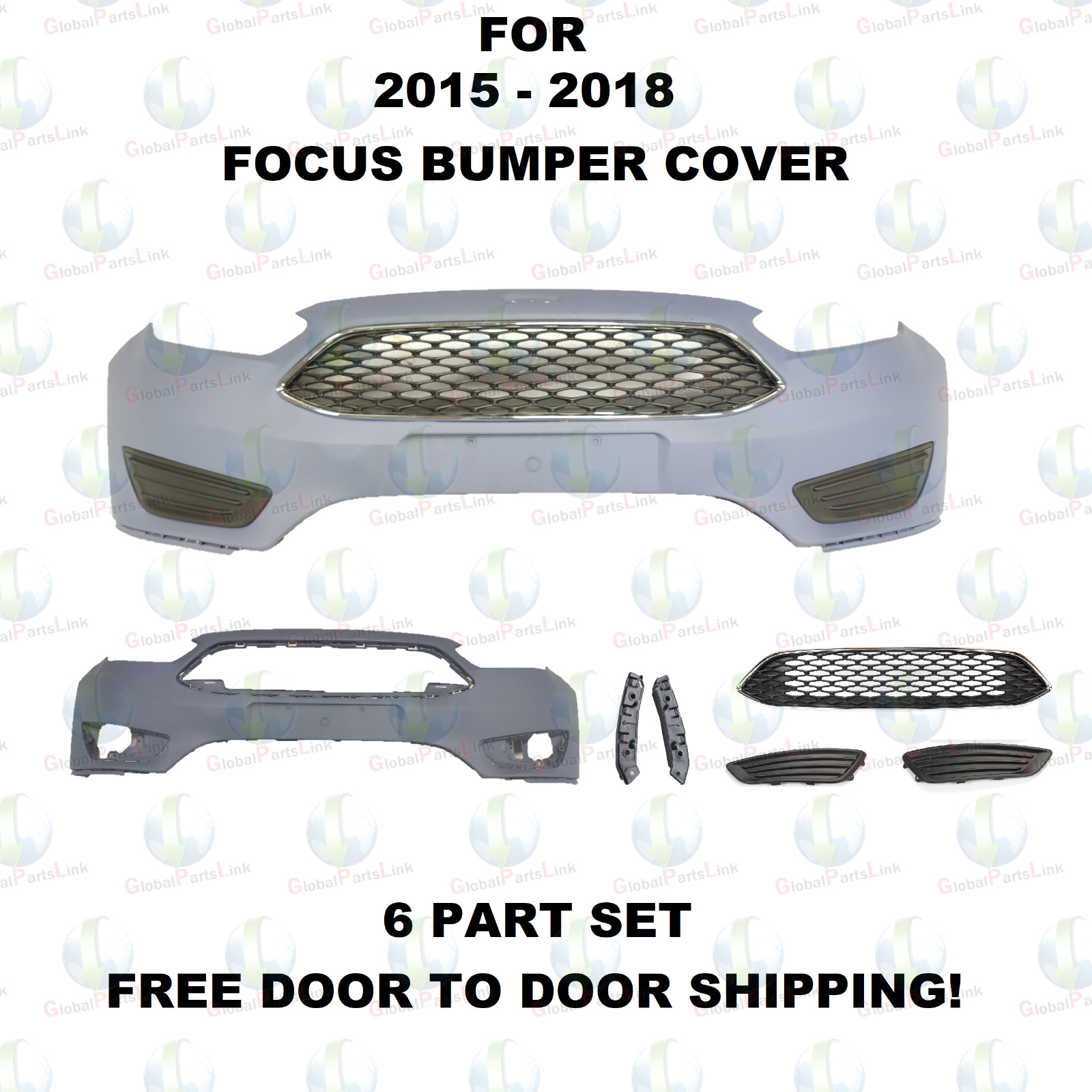 For Ford Focus 2015 2016 2017 2018 Front Bumper WITH GRILL AND FOG COVERS