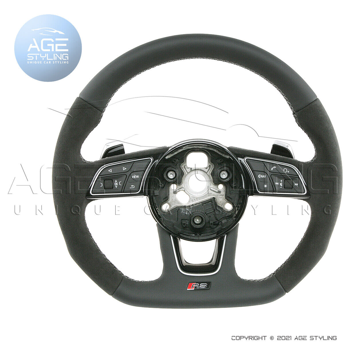 Audi RS3 RS5 8V Quattro S-Tronic Flat Bottom Alcantara Steering Wheel 2016-2021