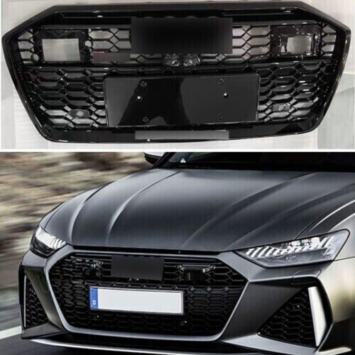 Grille Upper Honeycomb Radiator Grill W/ ACC For Audi A6 S6 2019-2024 RS6 Style