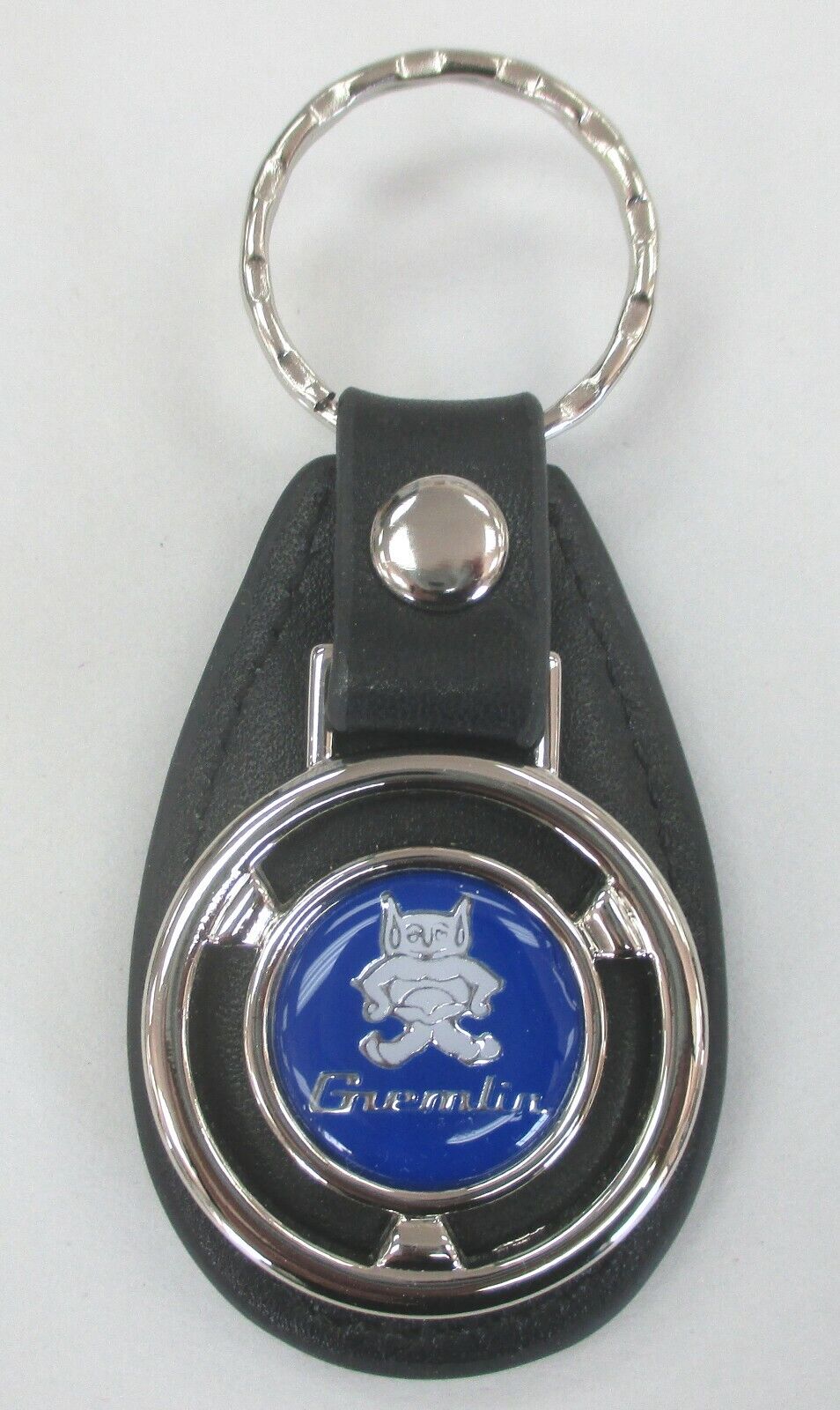 Vintage Blue GREMLIN AMC 1352 Mini Steering Wheel Black Leather Key Ring