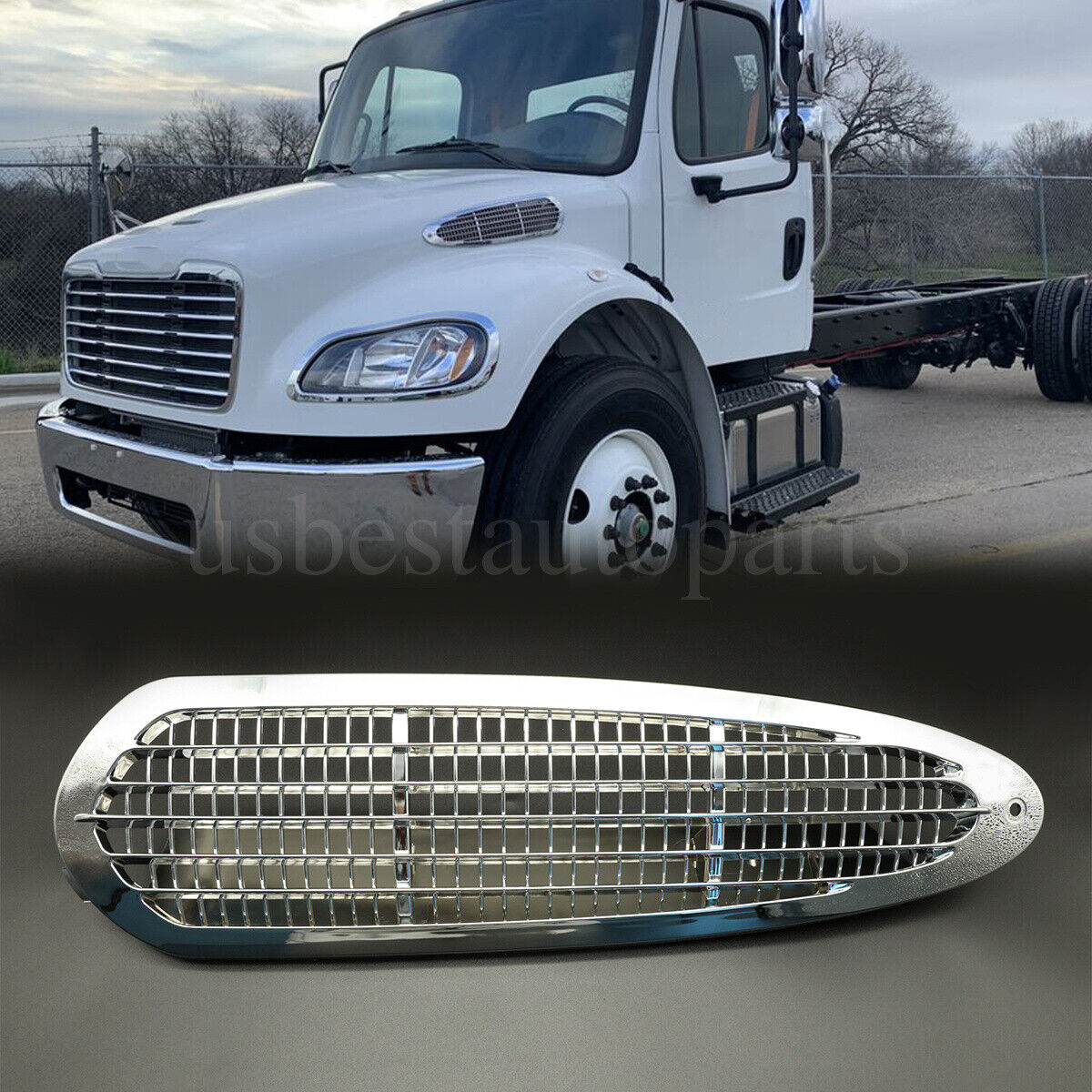 Side Hood Air Intake Vent Chrome Grille Grill for Freightliner M2 2002-2018