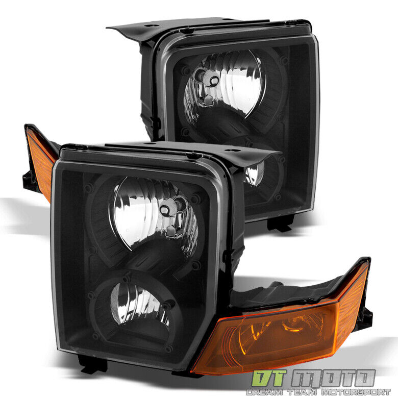 2006-2010 Jeep Commander Black Headlights Headlamps Replacement Left+Right 06-10