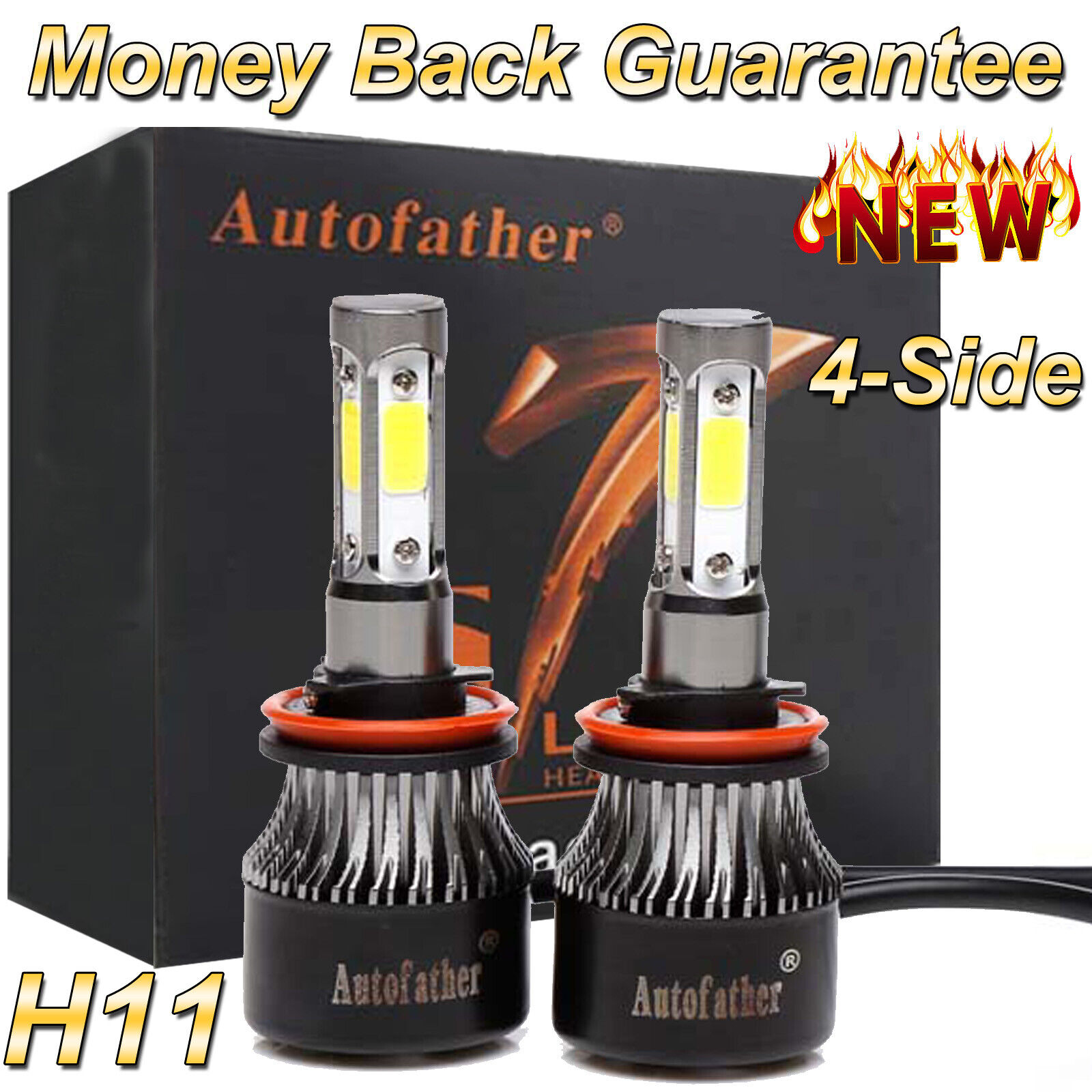 4-Sides H11 LED Headlight H8 H9 Kits 2200W 330000LM Bulbs High Power 6000K White