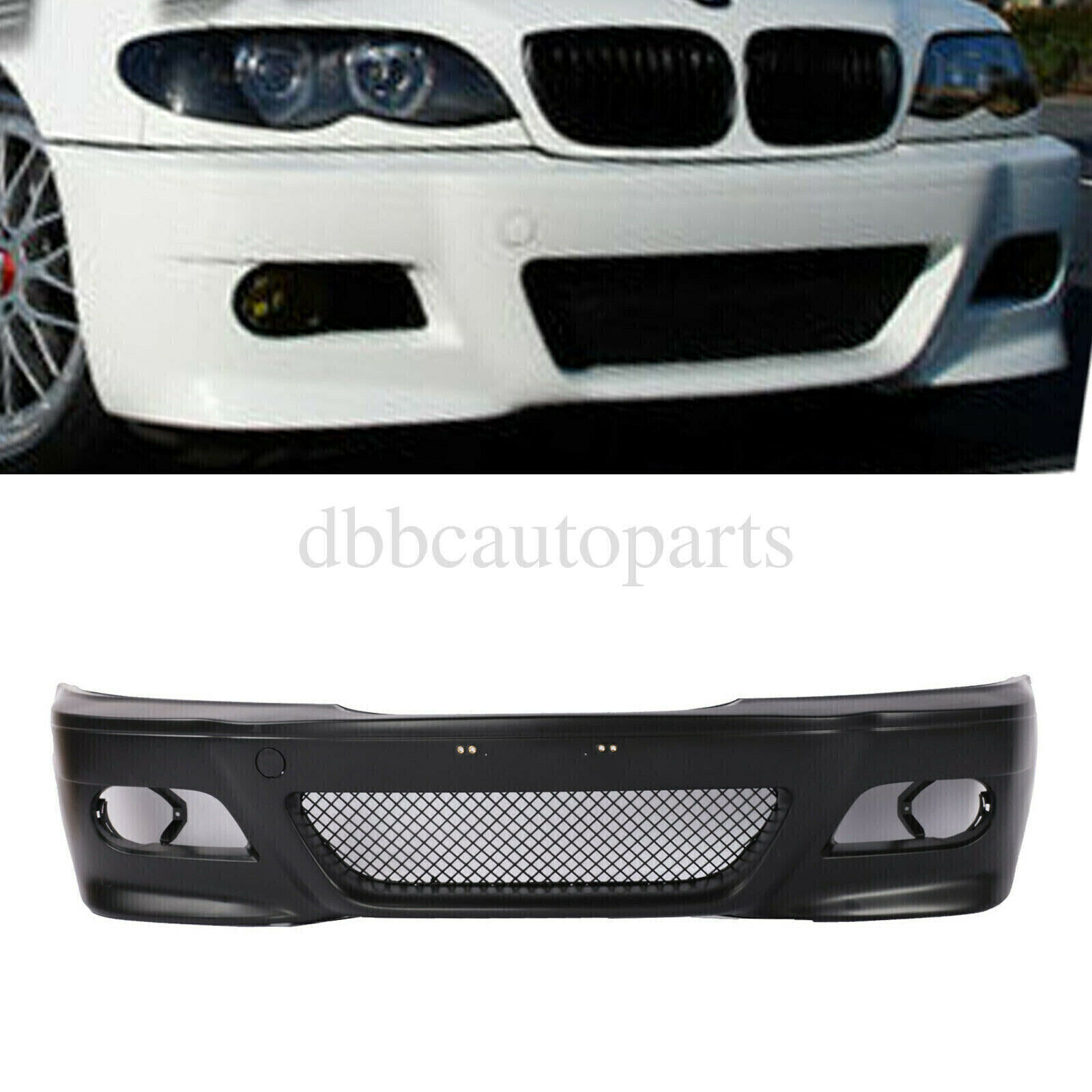 M3 Style Front Bumper +Dual Hole Covers Fit BMW E46 4dr 2dr 3-Series 1999-2005
