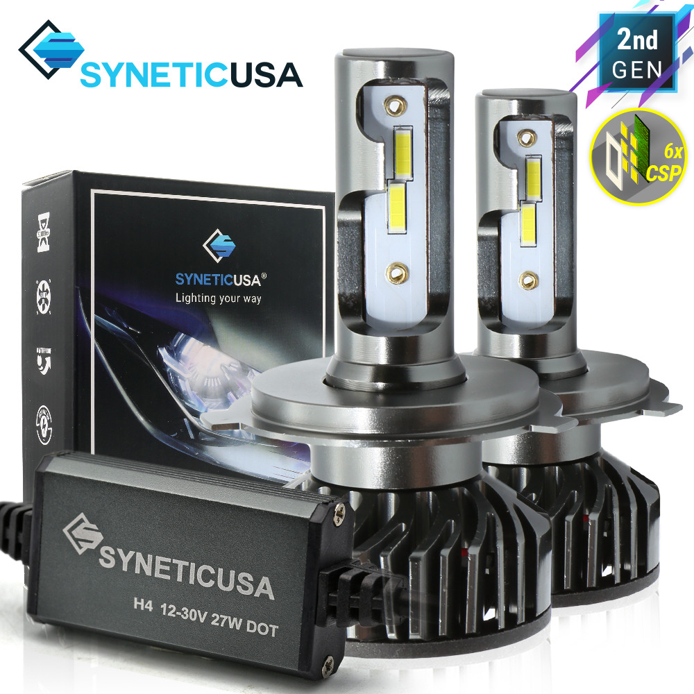 Syneticusa 9003/H4 CSP LED Headlight Bulbs Conversion Kit Hi-Beam 6000K White