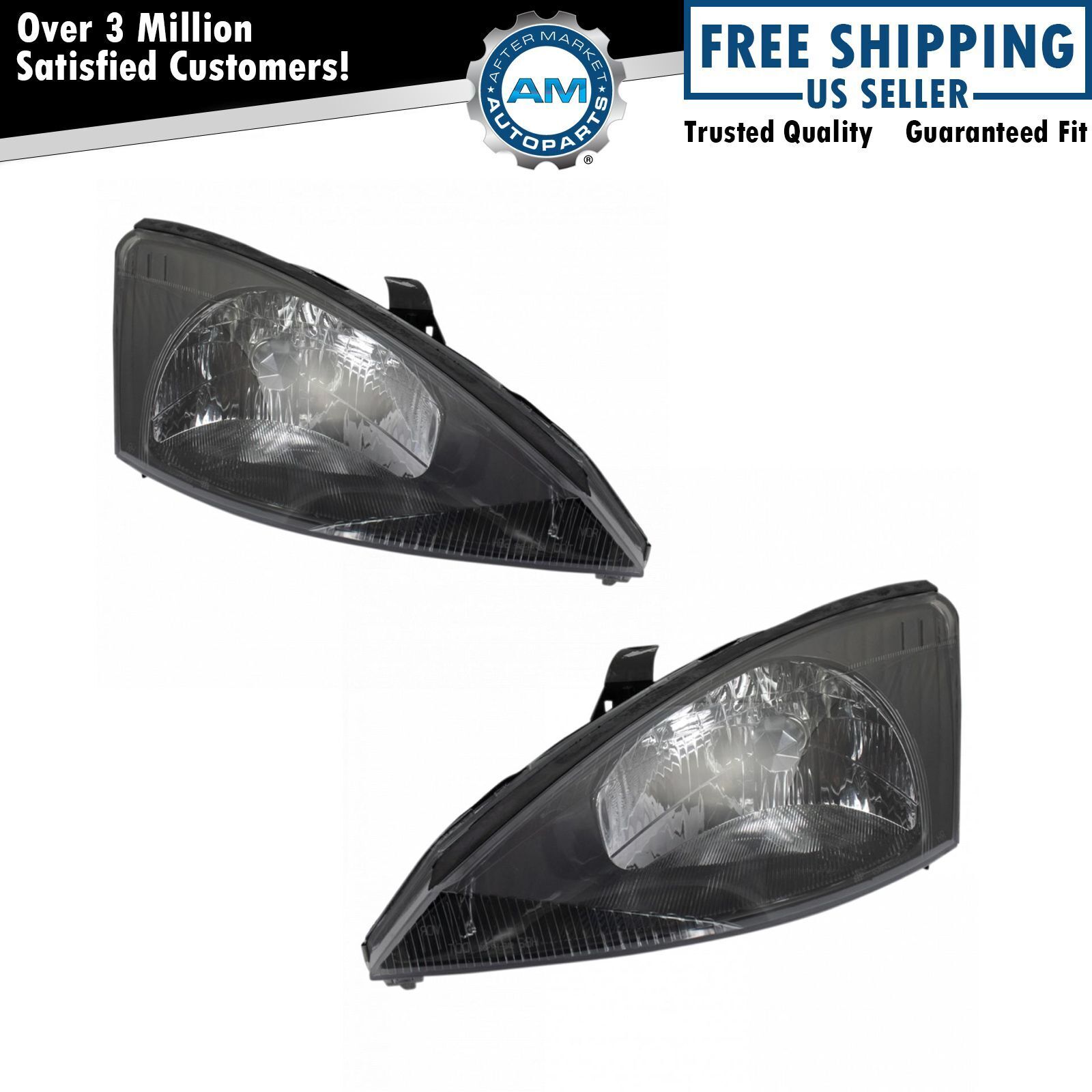 Headlight Set Left & Right Halogen For 2003-2004 Ford Focus FO2502199 FO2503199