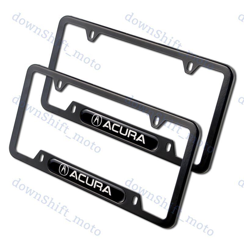 2PCS For ACURA Black Metal Stainless Steel License Plate Frame MDX RDX TSX TL